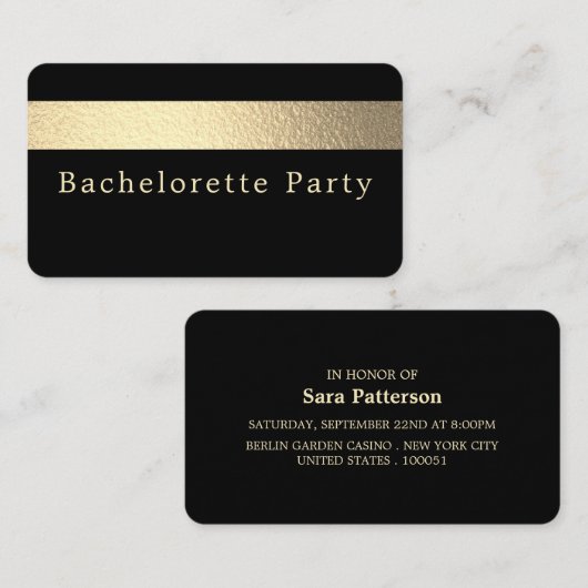 Gold Foil Stripe, Bachelorette Party Invitation de (Devant / Derrière)