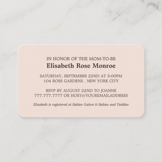 Gold Foil Stripe, Blush Pink Baby shower Ticket (Achterkant)