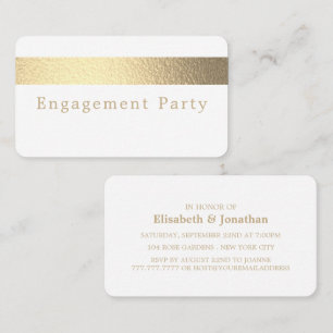 Gold Foil Stripe, Engagement Party Ticket Invite