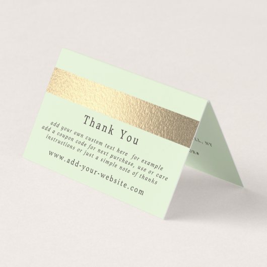 Gold Foil Stripe Minimalist Logo Hartelijk dank Visitekaartjes (Voorkant)