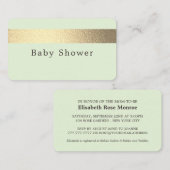 Gold Foil Stripe, Mint Green Baby shower Ticket (Voorkant / Achterkant)