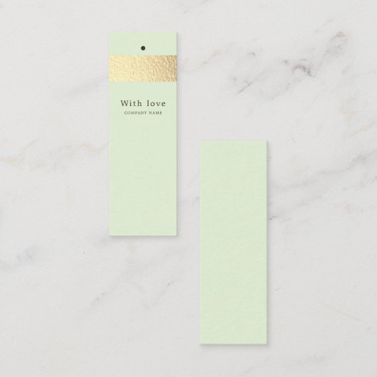 Gold Foil Stripe op mint-groene Labels (Voorkant / Achterkant)