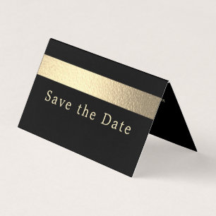 Gold Foil Stripe Photo Save the Date Card Visitekaartjes