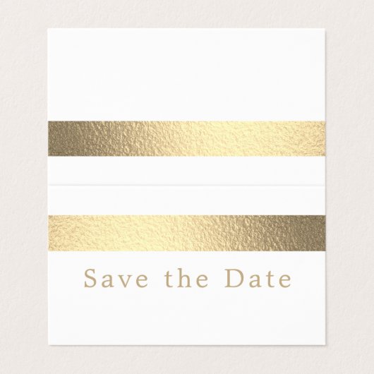 Gold Foil Stripe Photo Save the Date Card Visitekaartjes (Buitenkant ongevouwen)