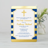 Gold Foil Striped 1er Invitation communion avec cr (Debout devant)