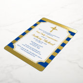 Gold Foil Striped 1er Invitation communion avec cr (Rotation)
