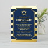 Gold Foil Striped Bar Mitzvah Invitation avec Star (Debout devant)
