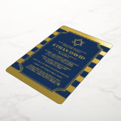Gold Foil Striped Bar Mitzvah Invitation avec Star (Rotation)