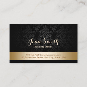 Gold Foil Striped Damask Makeup Artist Visitekaartje