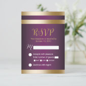 Gold Foil Stripes Élégant Mariage violet RSVP (Debout devant)