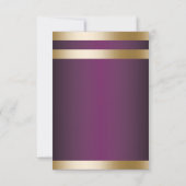 Gold Foil Stripes Élégant Mariage violet RSVP (Dos)