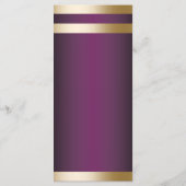 Gold Foil Stripes Élégant Purple Mariage Menu (Dos)