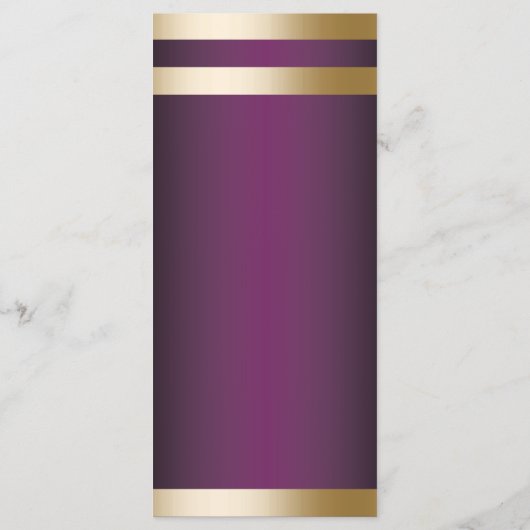 Gold Foil Stripes Élégant Purple Mariage Menu (Dos)