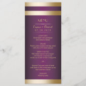 Gold Foil Stripes Élégant Purple Mariage Menu (Devant)