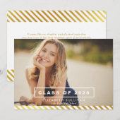 GOLD FOIL STRIPES | INVITATION DE LA FÊTE DE DIPLÔ (Devant / Derrière)