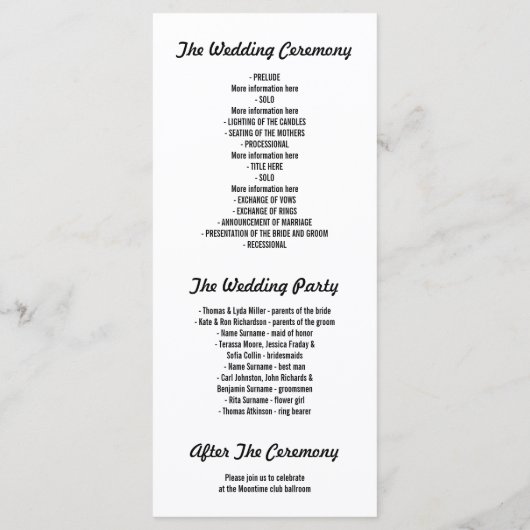 Gold Foil Stripes programmes de mariage (Dos)