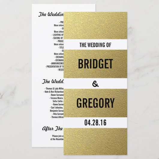 Gold Foil Stripes programmes de mariage (Devant / Derrière)