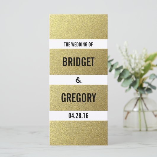 Gold Foil Stripes programmes de mariage (Debout devant)