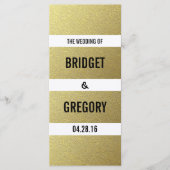 Gold Foil Stripes programmes de mariage (Devant)