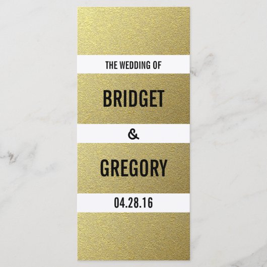 Gold Foil Stripes programmes de mariage (Devant)