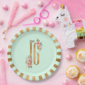 Gold Foil Stripes Sweet Sixteen Mint Green ID756 Papieren Bordje (Feest)