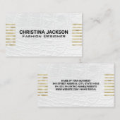 Gold Foil Stripes | Wit leder Visitekaartje (Voorkant / Achterkant)