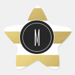 GOLD FOIL STRIPES ZWARTE MONOGRAM STER STICKER