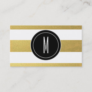 GOLD FOIL STRIPES ZWARTE MONOGRAM VISITEKAARTJE