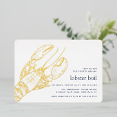 Gold Foil Summer Lobster Boil Party Folie Uitnodiging (Staand Voorkant)