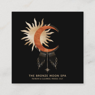 *~* Gold Foil Sun Bronze Moon Star Spa Vierkante Visitekaartje