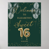 Gold Foil Sweet 16 Ballons Affiche de bienvenue ve (Devant)