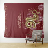 Gold Foil Sweet 16 Balloons Burgundy Backdrops Wandkleed (In Situ (horizontaal))