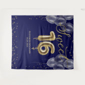 Gold Foil Sweet 16 Balloons Royal Blue Backdrop Wandkleed (Voorkant (horizontaal))