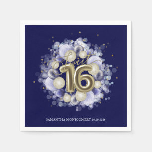 Gold Foil Sweet 16 Bday Balloons Party Royal Blue Servet