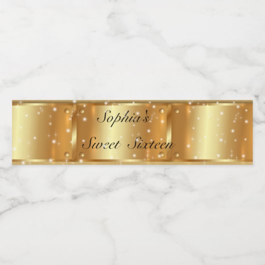 Gold Foil, Sweet Sixteen, Bat Mitzvah, Custom Waterfles Etiket (Enkel label)