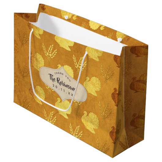 Gold Foil Thanksgiving Groot Cadeauzakje (Voorkant Gekanteld)