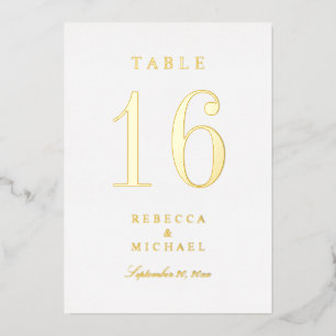 Gold Foil Traditional Wedding Table Numbers Folie Uitnodiging