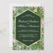 Gold Foil Tropical Green Feuilles Faire-part de ma (Devant)