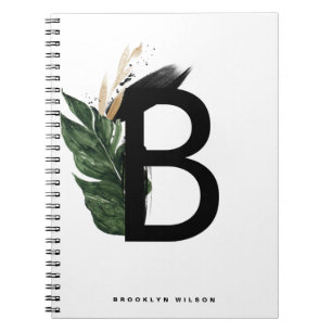 Gold Foil Tropical Letter B Monogram aangepast Notitieboek