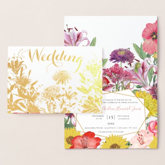 Gold Foil Typographie florale Invitations de maria (Affichage)