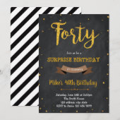 Gold foil uitnodiging voor 40e verjaardag (Voorkant / Achterkant)