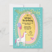 Gold Foil Unicorn Invitations de fête d'anniversai (Devant)