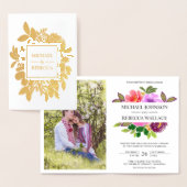 Gold Foil Vibrant Jardin Floral Faire-part de mari (Affichage)