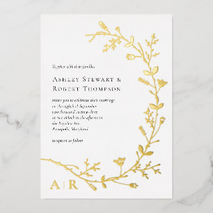 Gold Foil Vine Scroll Modern Wedding Invitation Folie Uitnodiging