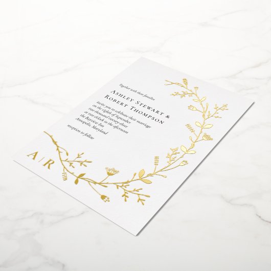 Gold Foil Vine Soll Faire-part de mariage moderne, (Rotation)