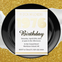 Gold Foil Vintage 1976 Rectangular 50th Birthday 
