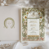 Gold Foil Vintage Wedding Invitations Art Nouveau