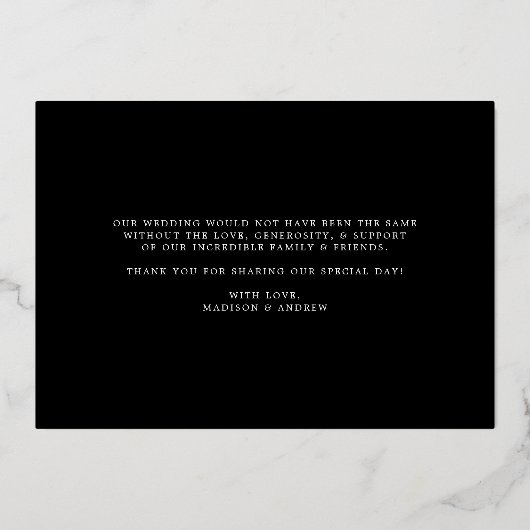 Gold Foil Weddenfoto Hartelijk dank Folie Uitnodiging (Achterkant)