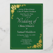 Gold Foil Wedding Invitation Emerald Green White  (Recto)