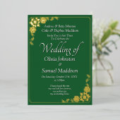 Gold Foil Wedding Invitation Emerald Green White  (Debout devant)